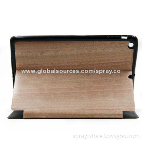Natural Wooden Cases for iPad Air with Elastic Hand Strap Inside for Holding